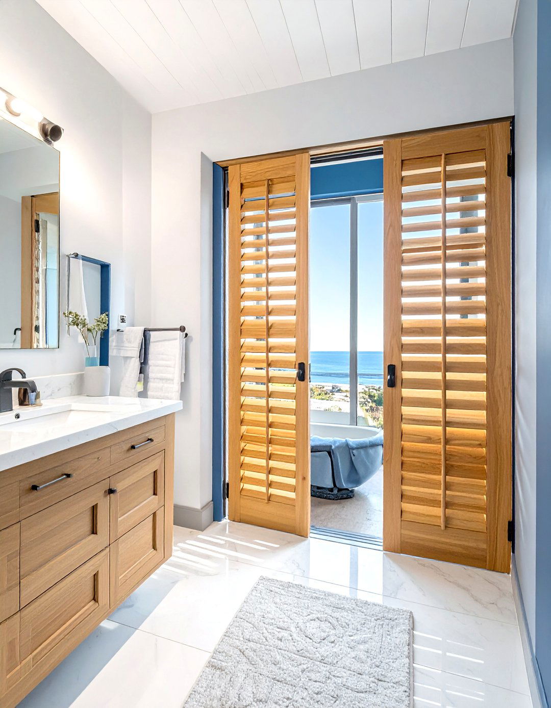 Ventilated louvered pocket door - 30 bathroom pocket door ideas