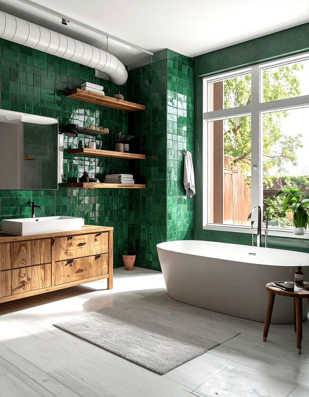 Verdigris green bathroom - 30 green and white bathroom ideas
