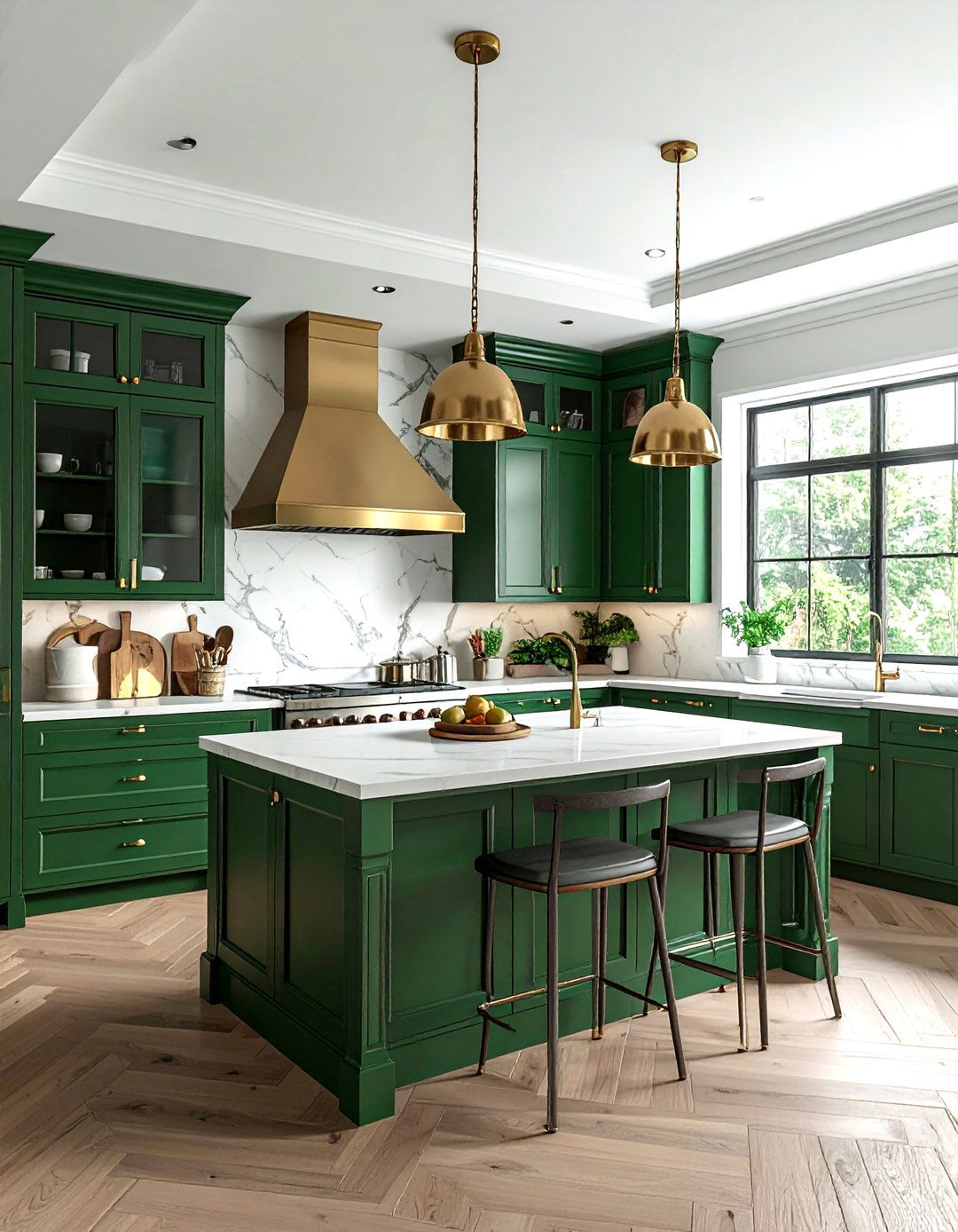 Verdigris green kitchen cabinets white ceiling - 30 green and white kitchen ideas