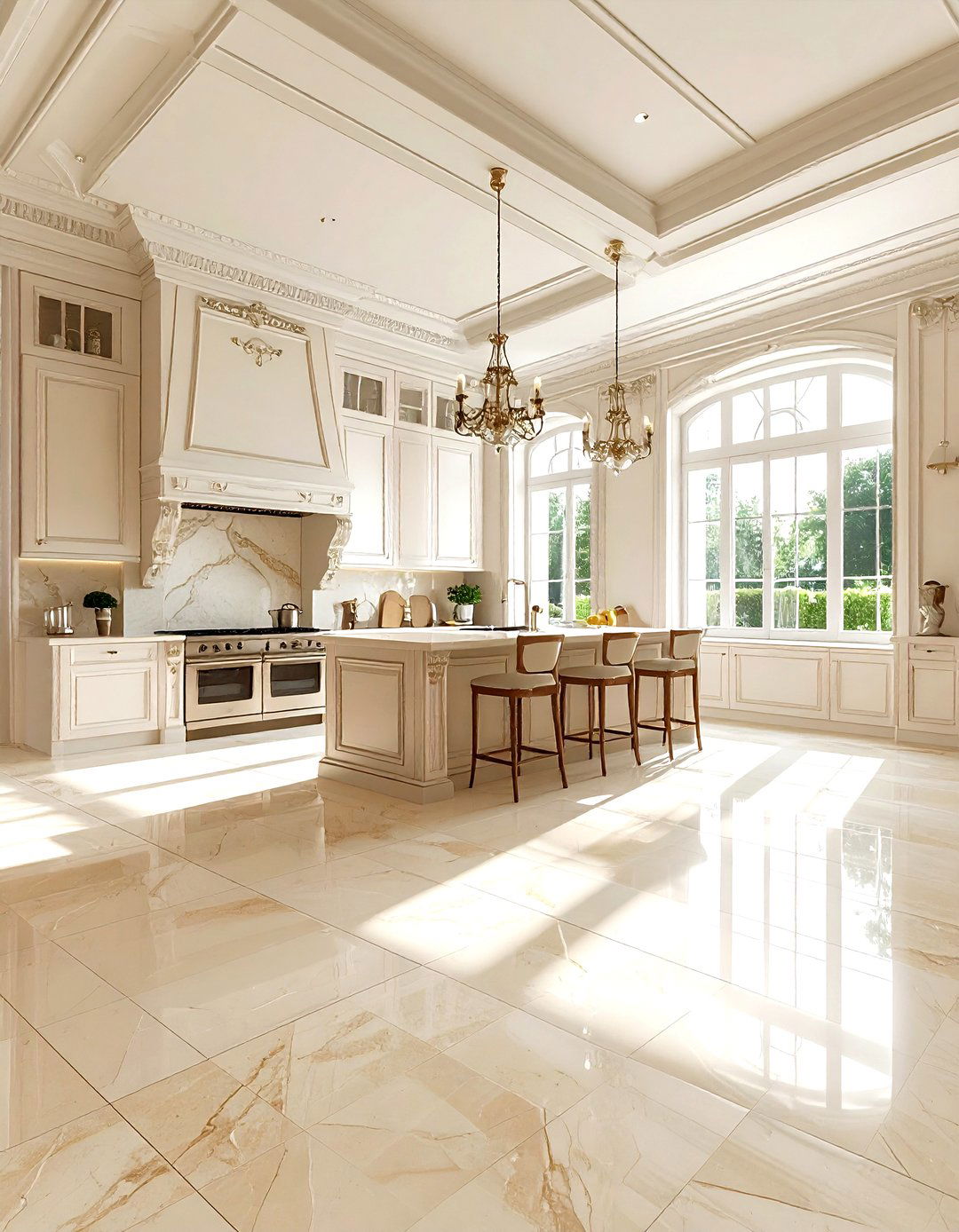 Versailles pattern limestone floor - 30 limestone floor kitchen ideas