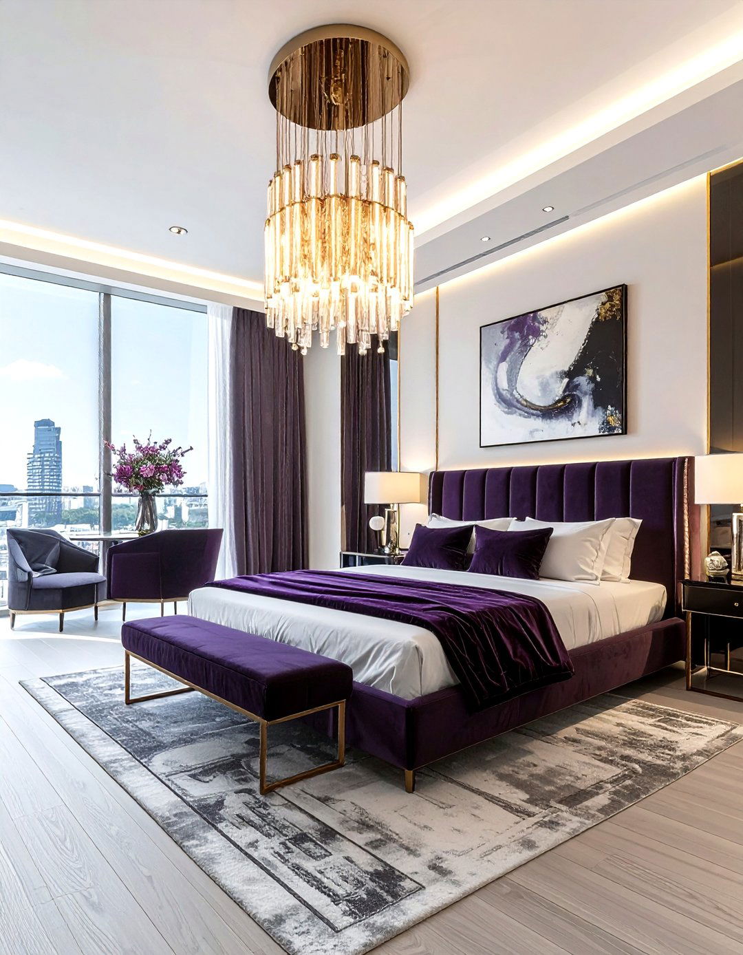 Vertical Bar Chandelier - 30 bedroom chandelier ideas