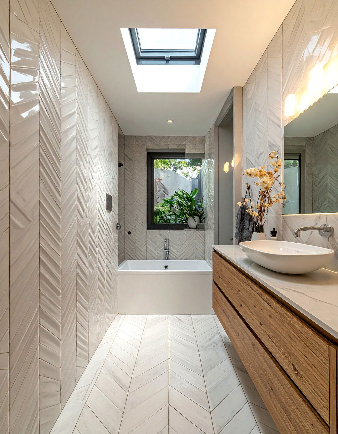 Vertical Fan Tile Bathroom - 30 fan tile bathroom ideas