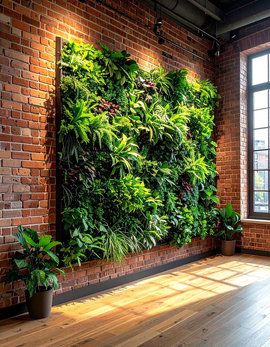 Vertical Garden Indoor Brick - 30 industrial green living room ideas