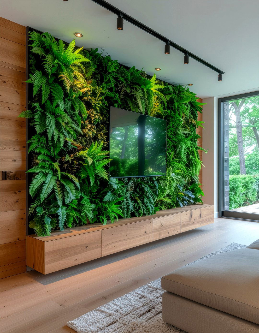 Vertical Garden Media Wall - 30 living room entertainment wall ideas