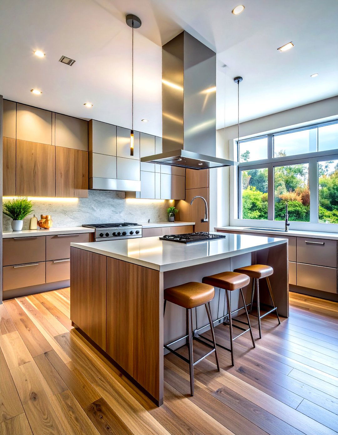 Vertical Grain Stainless Steel - 30 stainless steel backsplash kitchen ideas