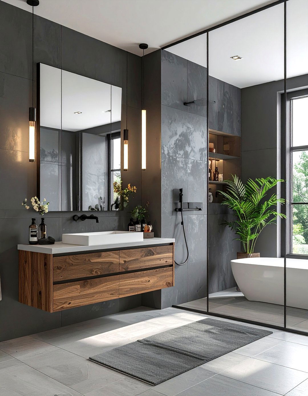 Vertical Linear Pendant - 30 bathroom pendant lighting ideas