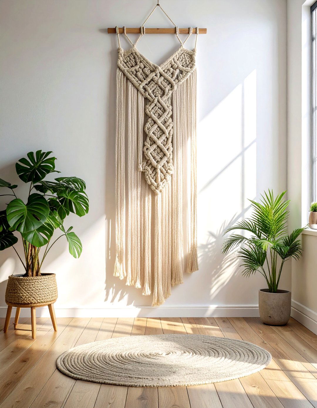 Vertical Macrame Wall Hanging - 30 living room macrame wall hangings