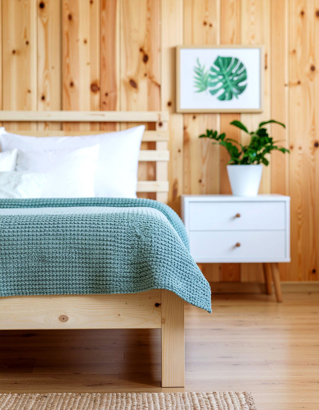 Vertical Pine Wood Plank - 30 bedroom wood wall ideas