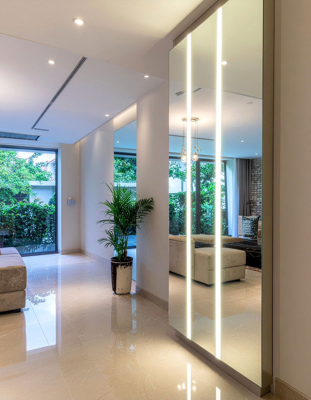 Vertical Sconce Mirror - 30 bathroom lighting ideas