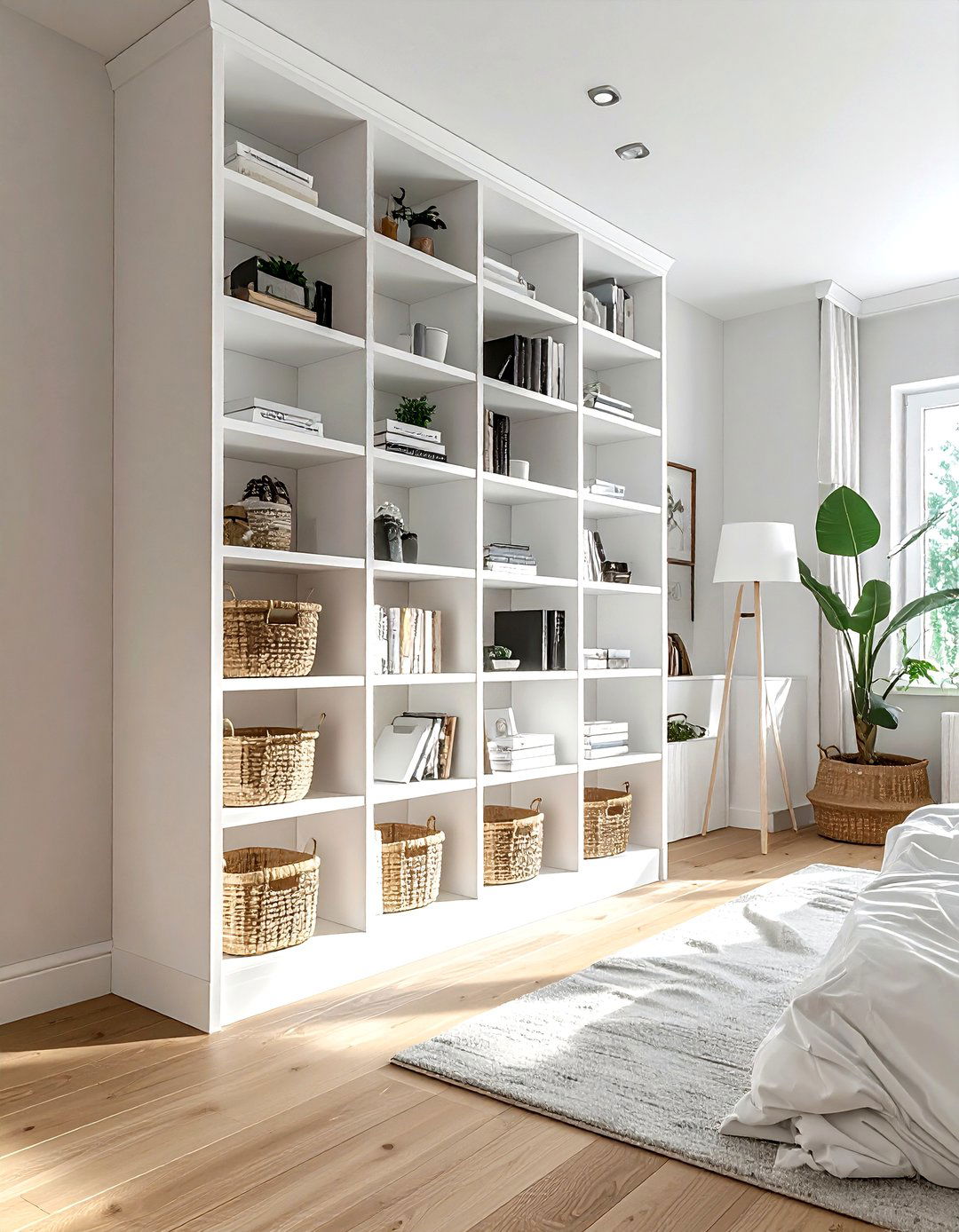 Vertical Shelving Unit - 30 compact bedroom ideas