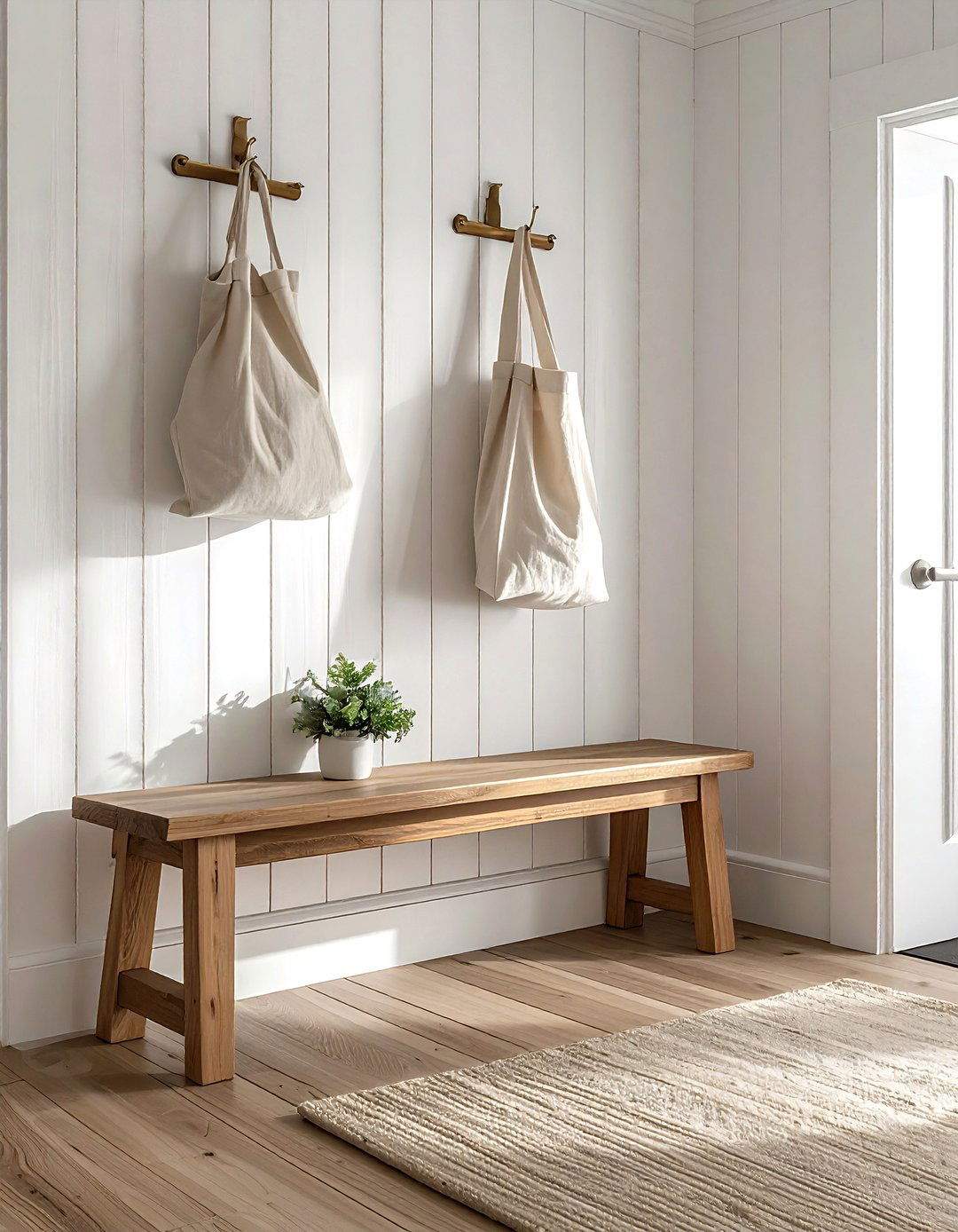 Vertical Shiplap Accent Wall - 30 small entryway ideas