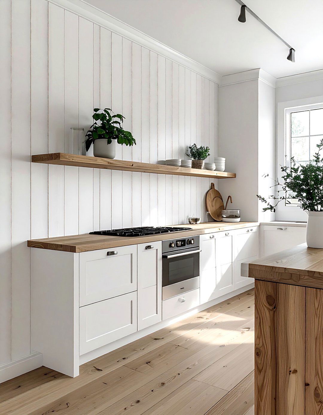 Vertical Shiplap Kitchen Wall - 30 peaceful kitchen ideas