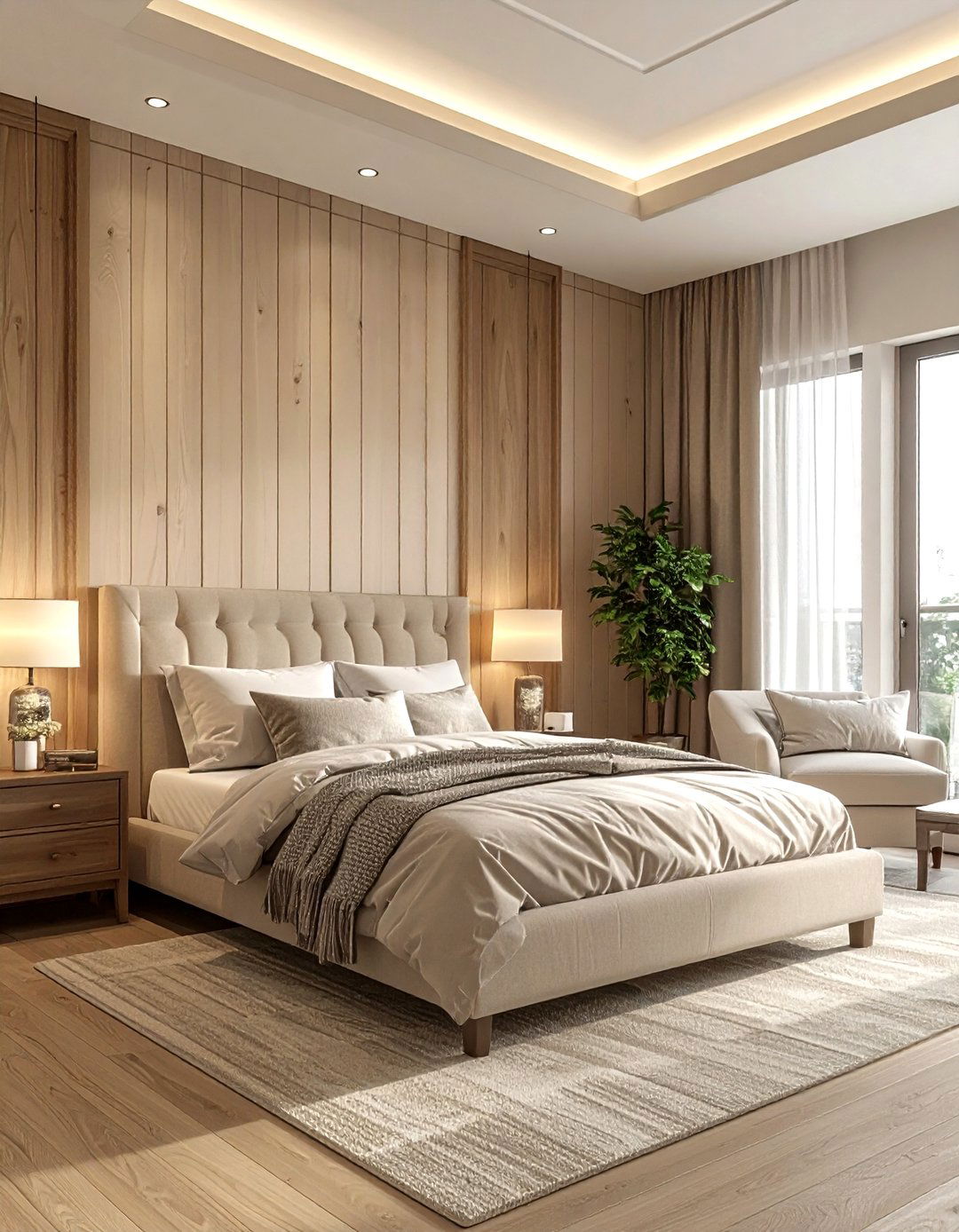 Vertical Shiplap Wall Bedroom - 30 rustic beige bedroom ideas