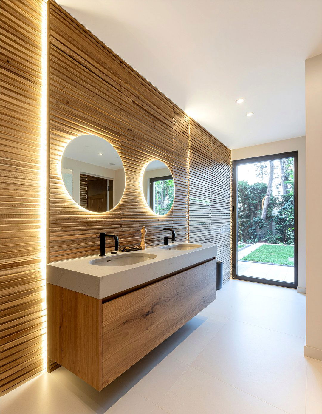 Vertical Slat Bathroom Wall - 30 bathroom molding ideas