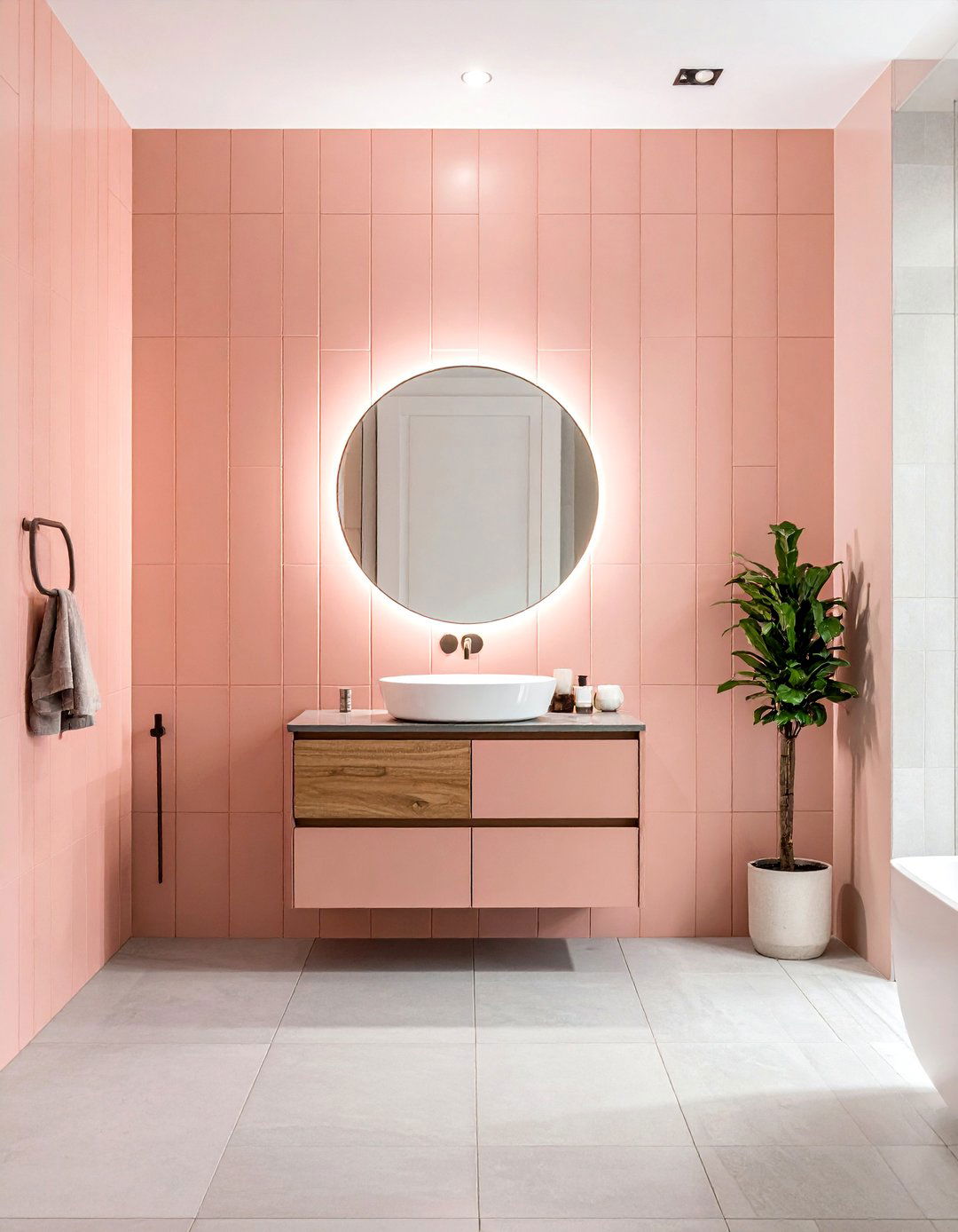 Vertical Stack Tile - 30 feature wall tile bathroom ideas