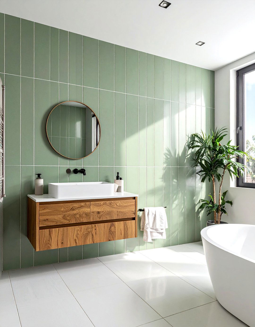 Vertical Stack Tile - 30 bathroom wall ideas