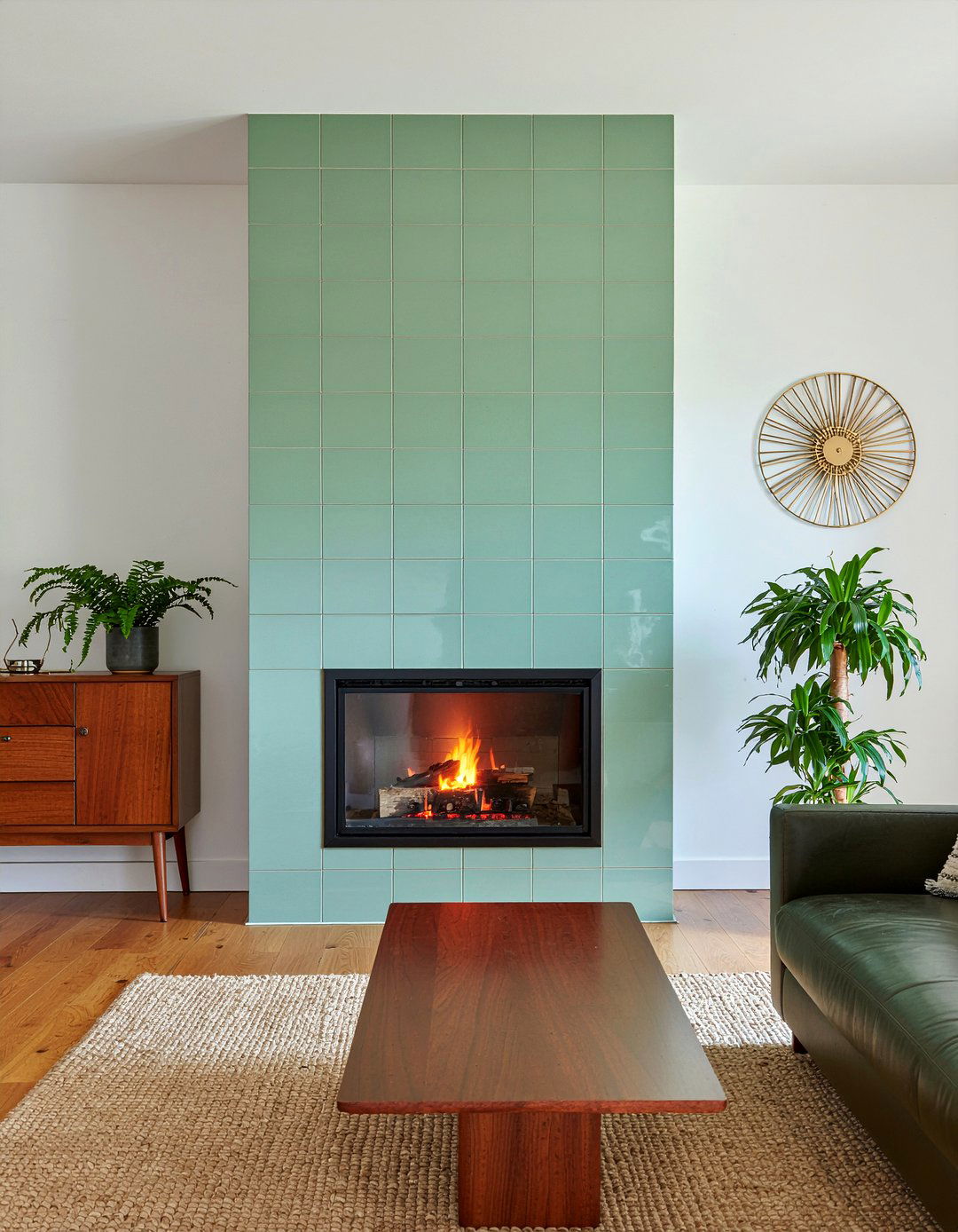 Vertical Tile Fireplace Wall - 30 living room linear fireplace ideas