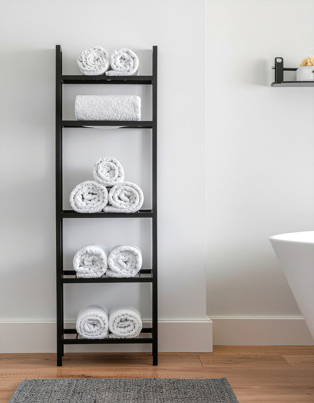 Vertical Towel Wine Rack - 30 bathroom towel styling ideas