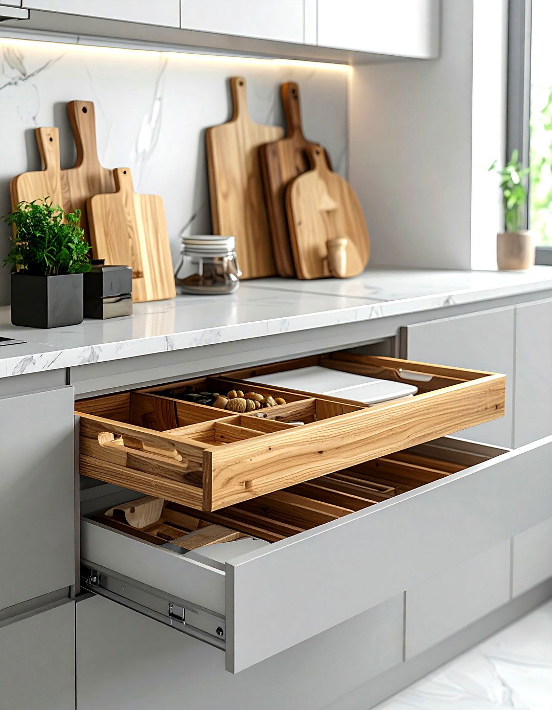 Vertical Tray Divider - 30 kitchen storage ideas