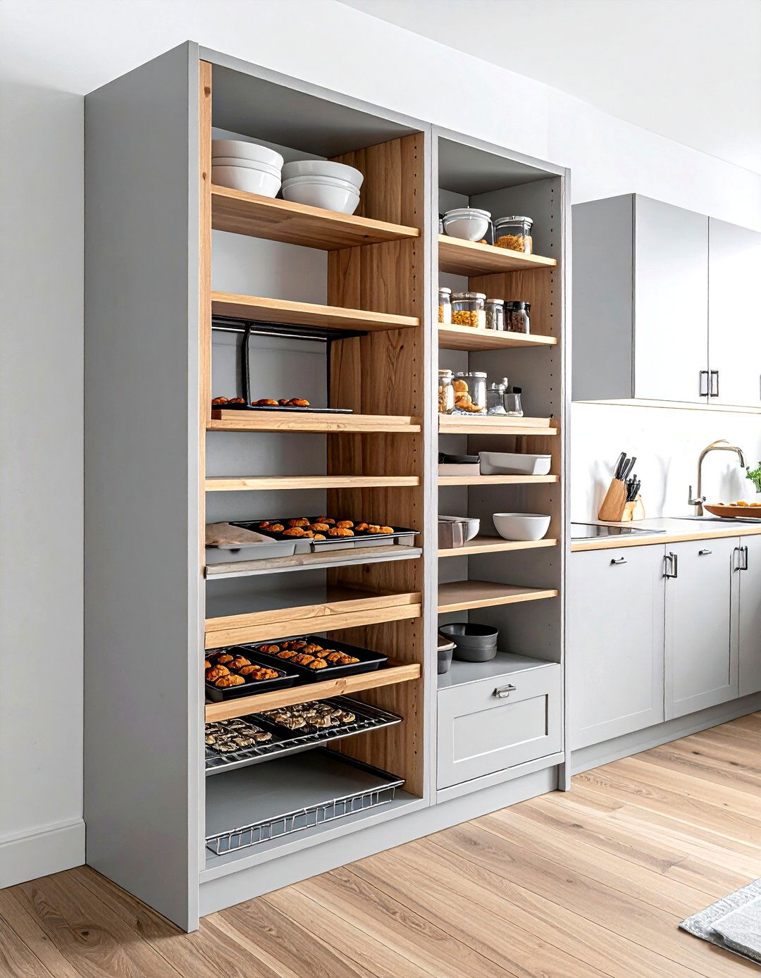 Vertical Tray Storage Baking Cabinet - 30 kitchen baking center ideas