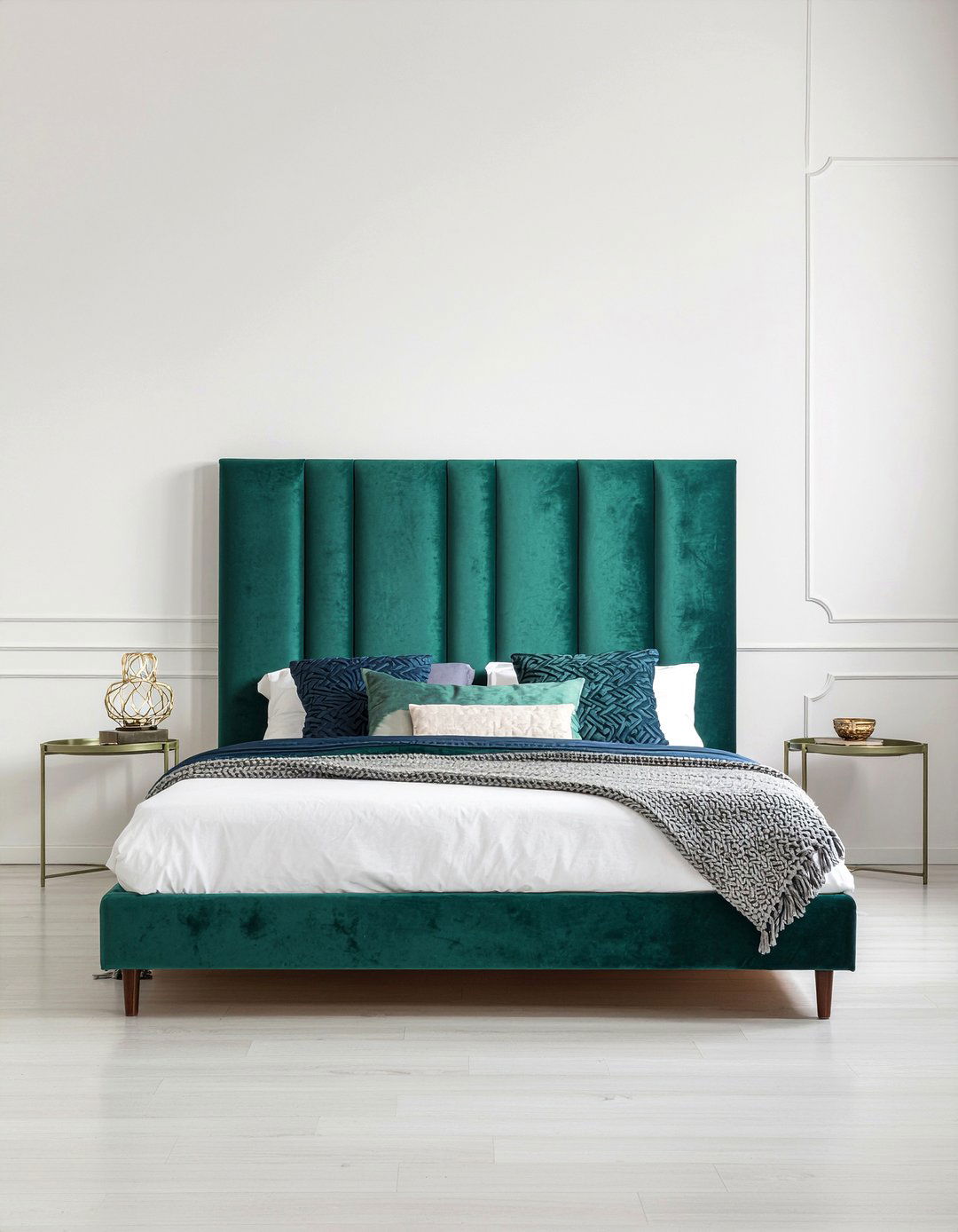 Vertical Velvet Channel Headboard - 30 bedroom channel tufted headboards
