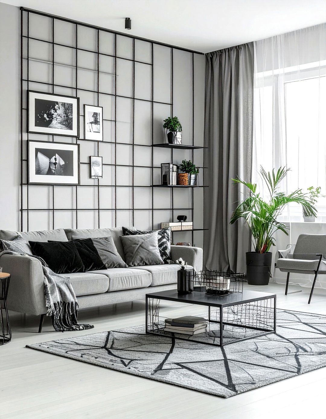 Vertical Wall Grid - 30 living room creative storage ideas