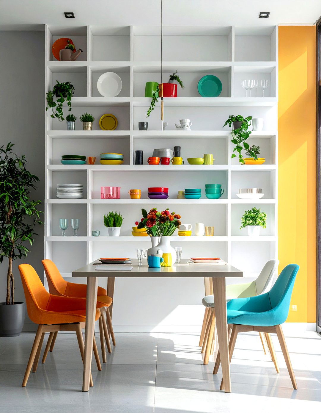 Vertical Wall Shelving - 30 tiny dining room ideas