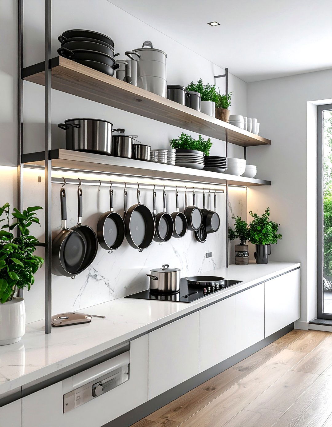 Vertical Wall Storage - 30 wall pot rack kitchen ideas