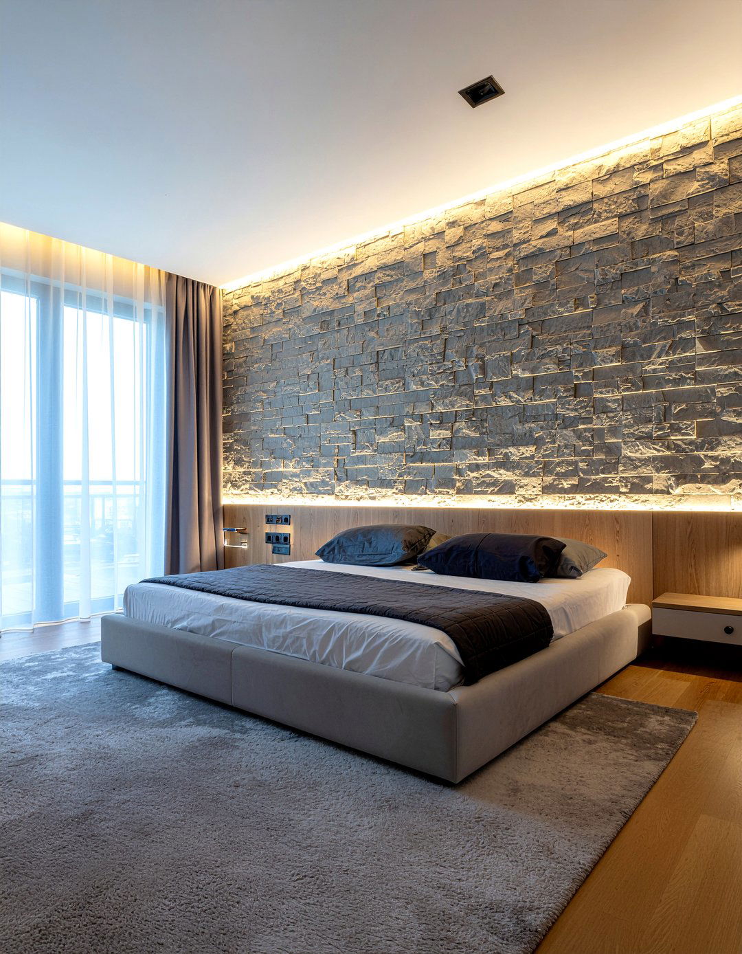 Vertical Wall Wash Lighting - 30 bedroom lighting ideas