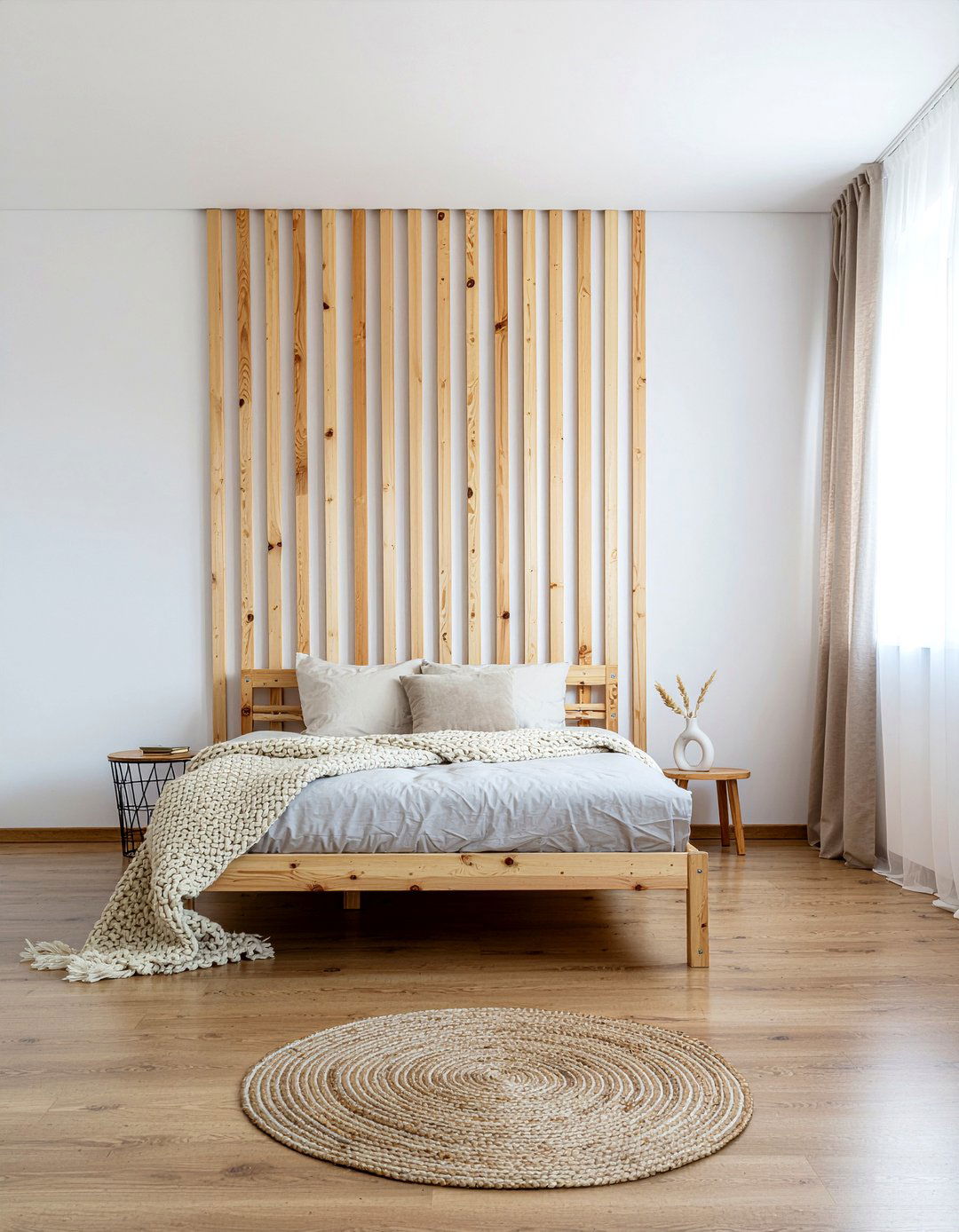 Vertical Wood Slat Wall - 30 bedroom paneling ideas