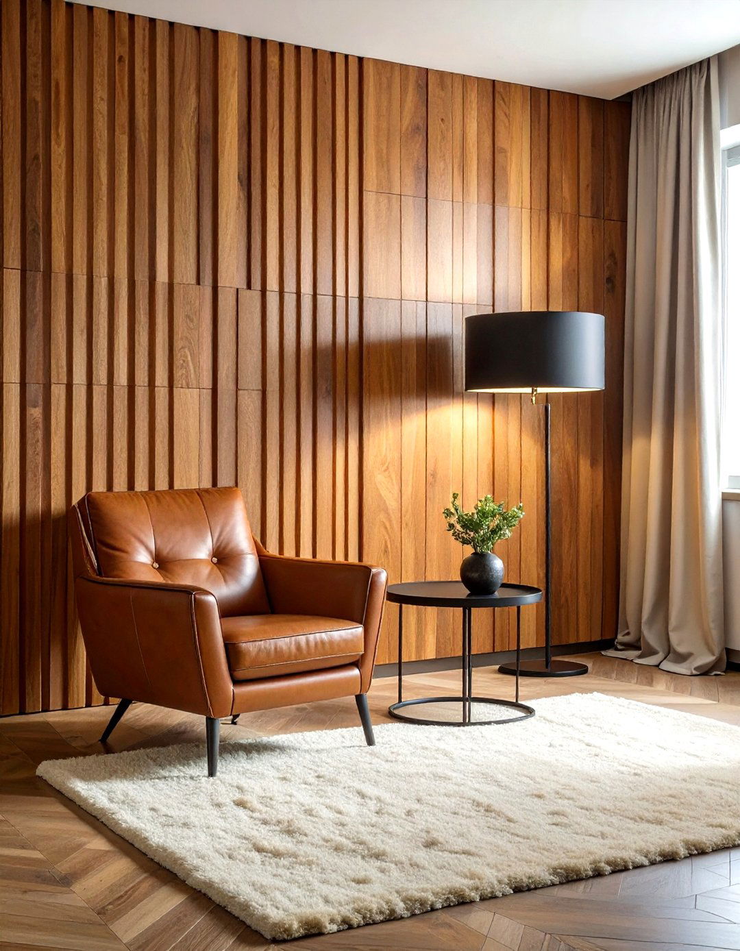 Vertical Wood Slat Wall - 30 living room plank wall ideas