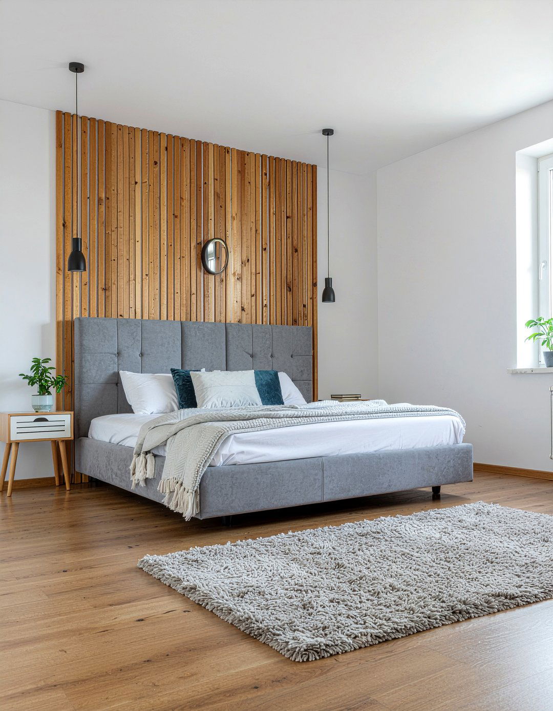Vertical Wood Slat Wall - 30 bedroom wood wall ideas