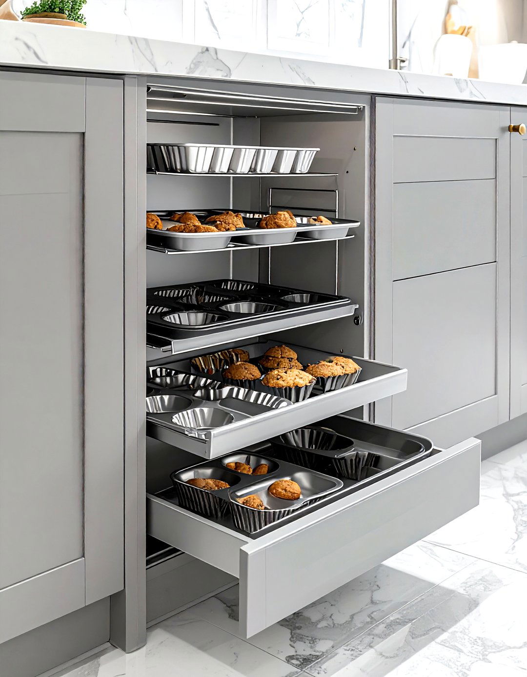 Vertical baking sheet divider - 30 kitchen storage hacks