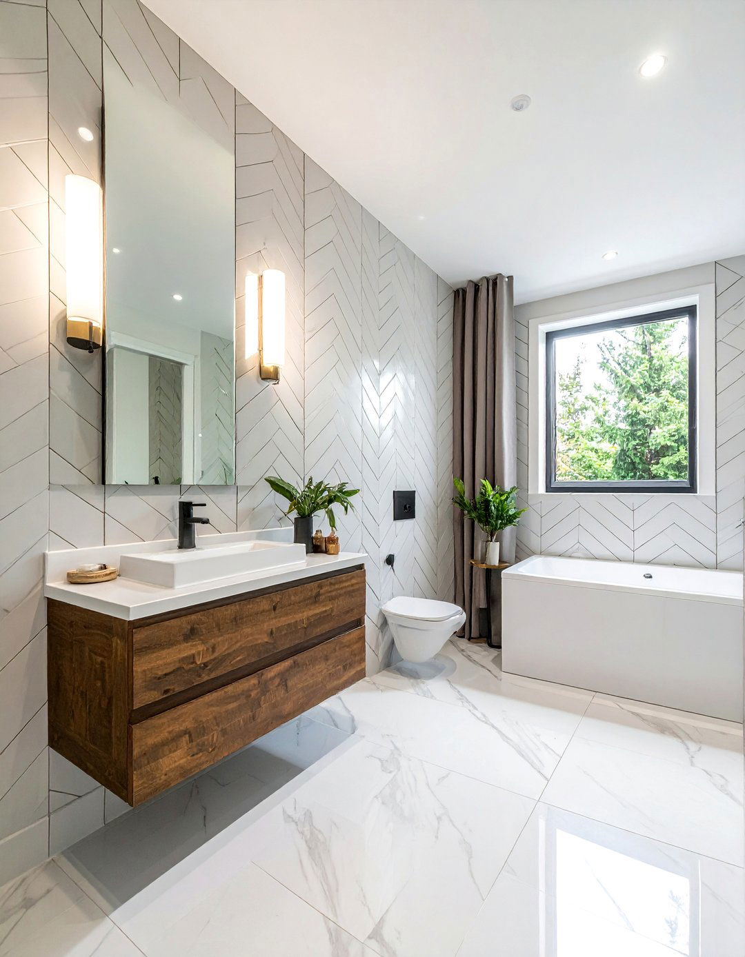 Vertical chevron wall tile pattern - 30 chevron pattern bathroom ideas