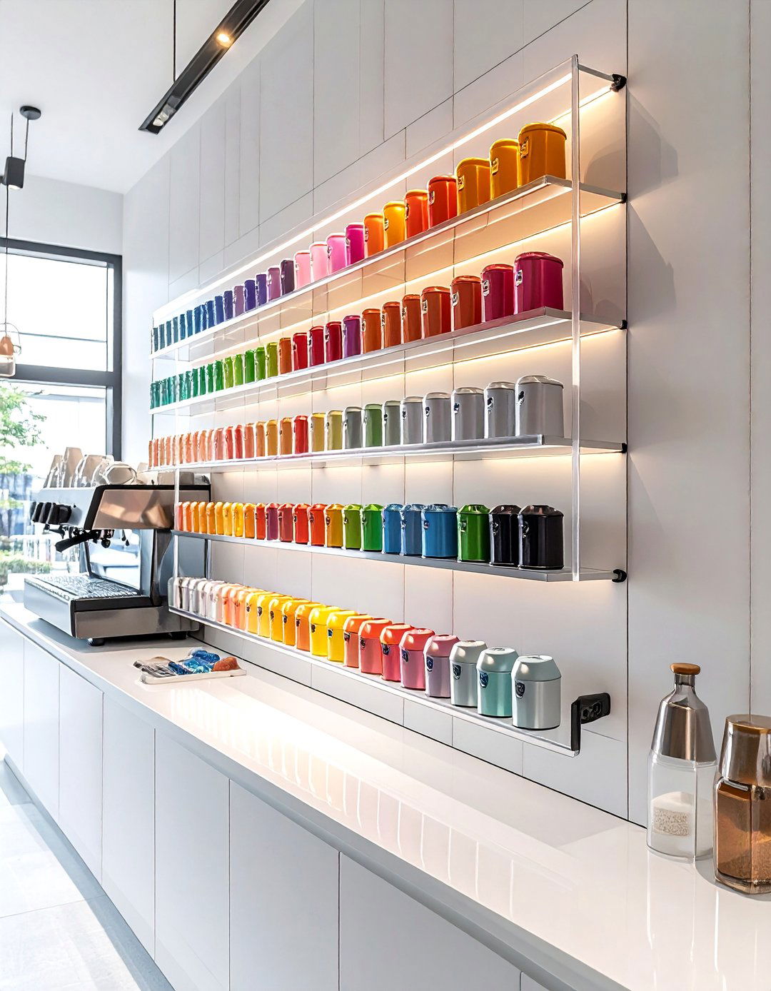 Vertical coffee pod storage wall - 30 coffee station kitchen ideas