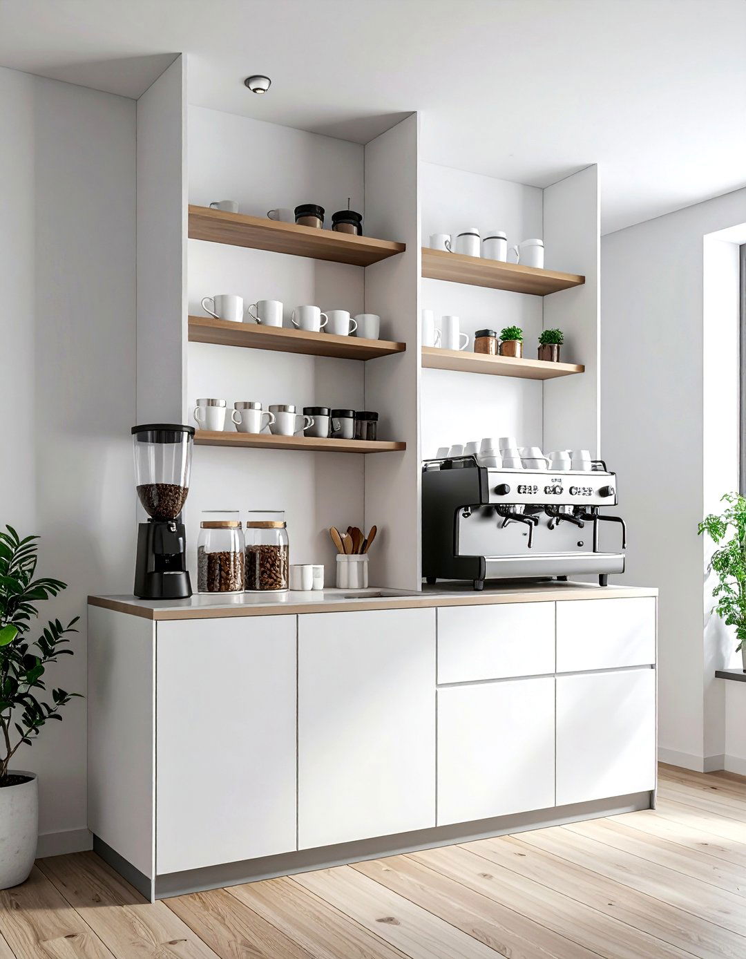 Vertical coffee station storage - 30 coffee bar kitchen ideas