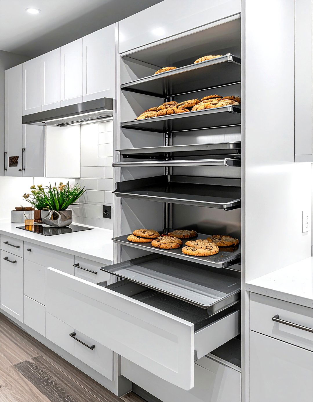 Vertical cookie sheet organizer - 30 kitchen storage tips