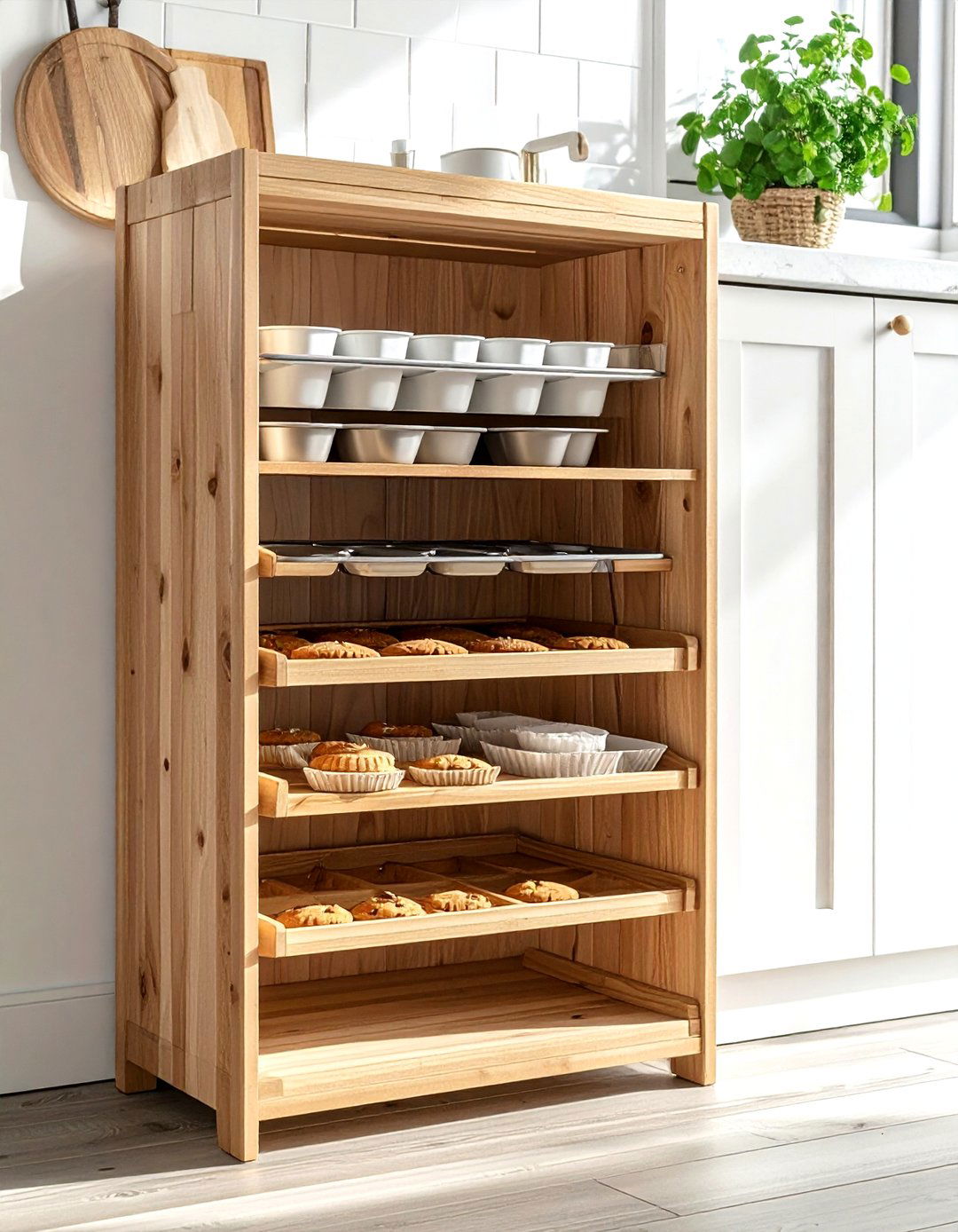 Vertical cookie sheet organizer - 30 kitchen space saving ideas