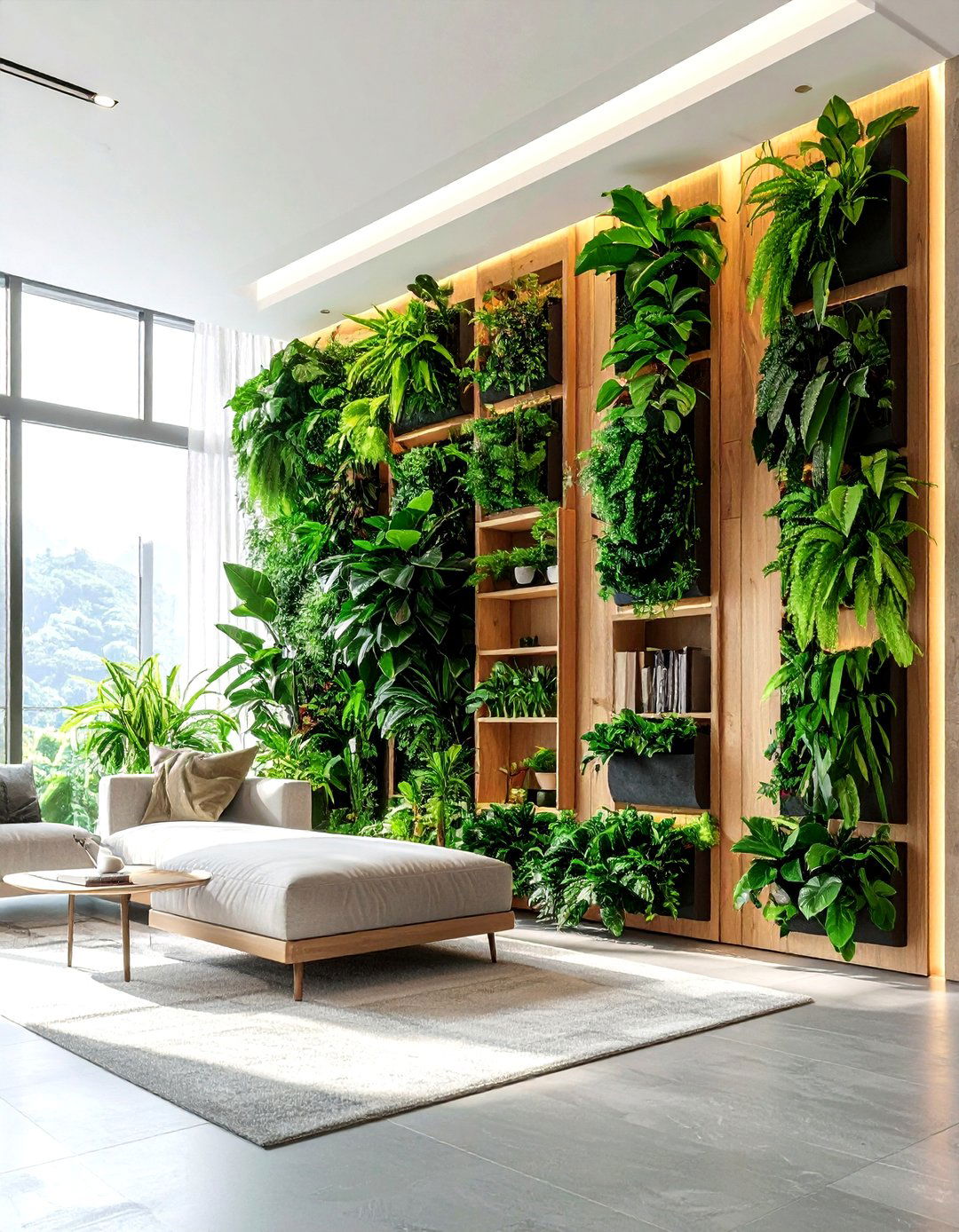Vertical garden wall indoor - 30 living room hanging storage ideas