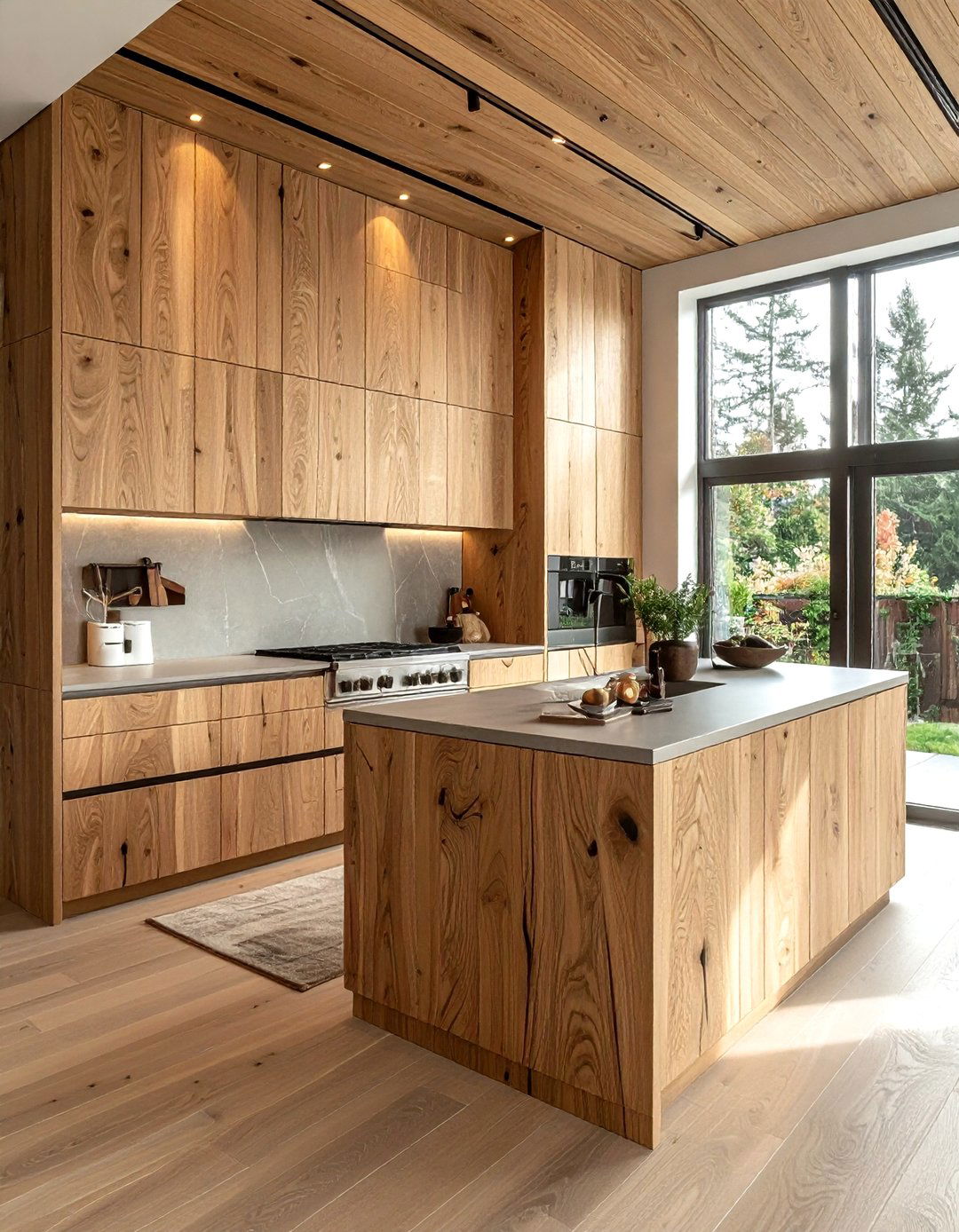Vertical grain wood kitchen - 30 natural wood kitchen ideas