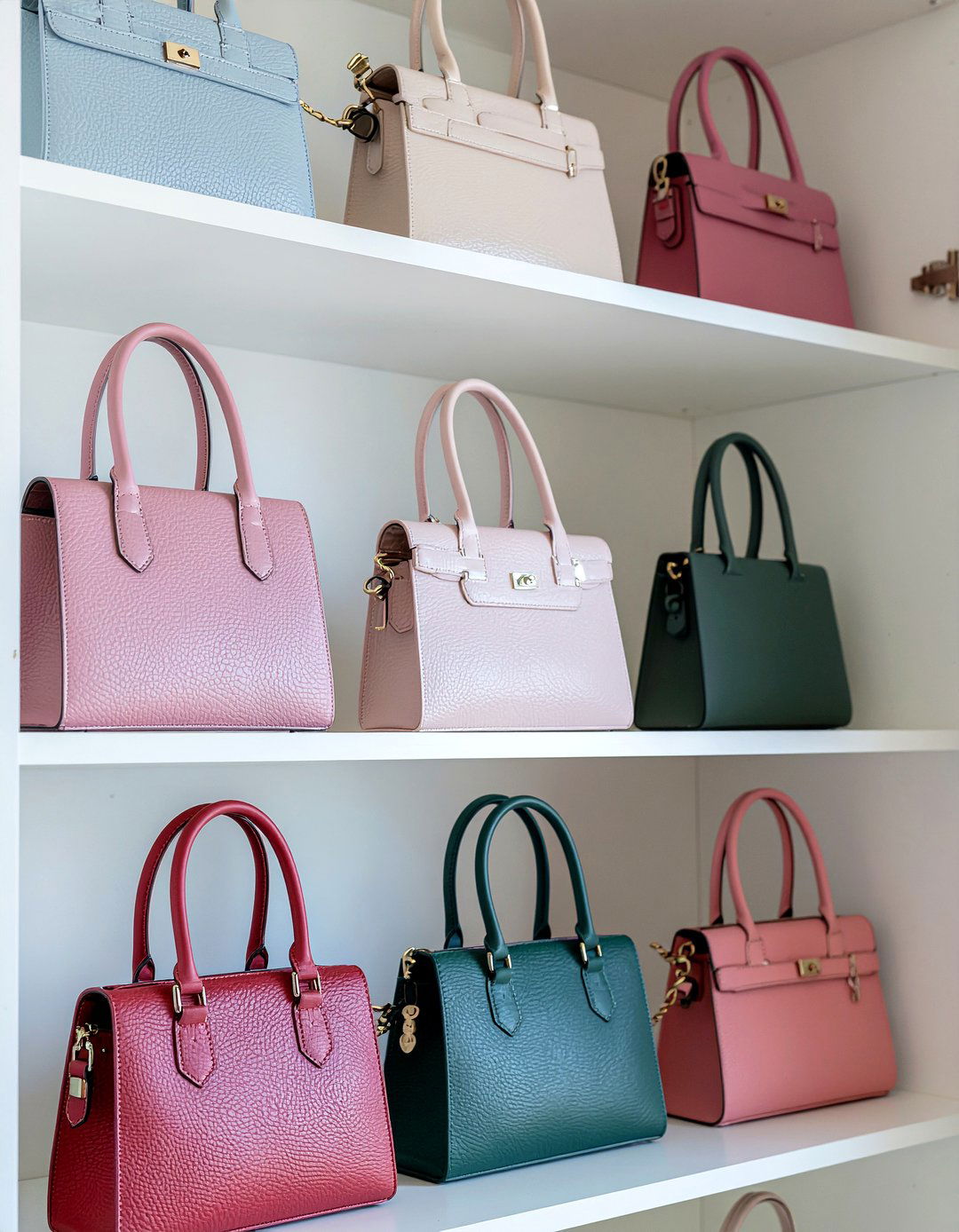 Vertical handbag storage - 30 bedroom reach-in closet ideas
