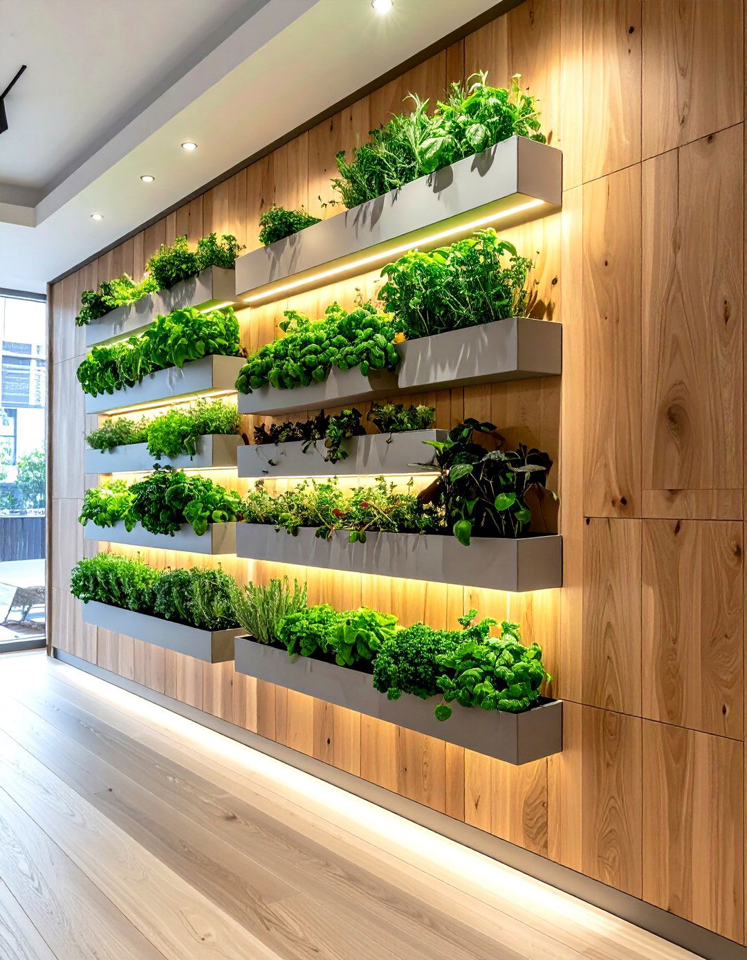 Vertical herb wall - 30 kitchen plant ideas
