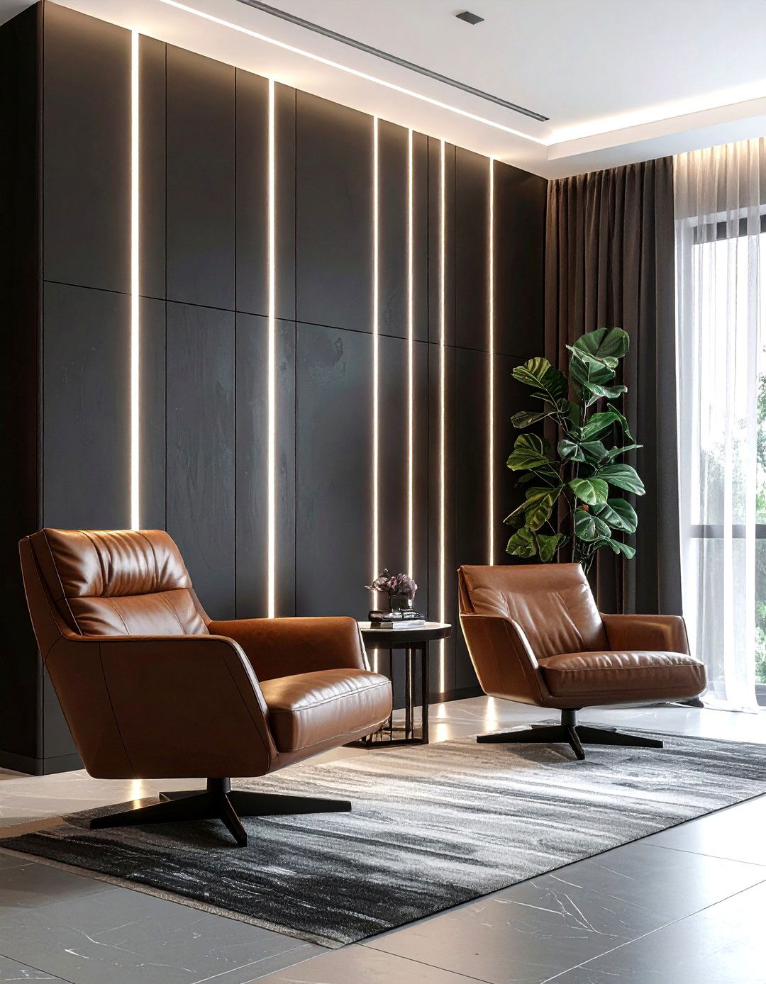 Vertical led wall strips - 30 living room led strip lights ideas