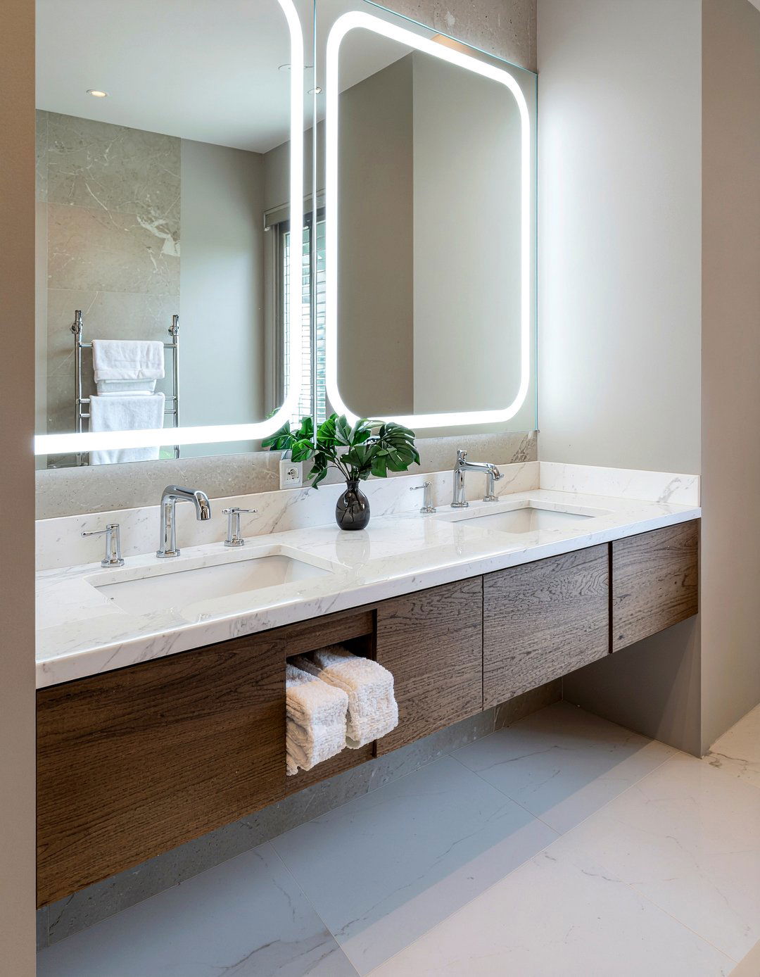 Vertical light bar - 30 bathroom accent lighting ideas