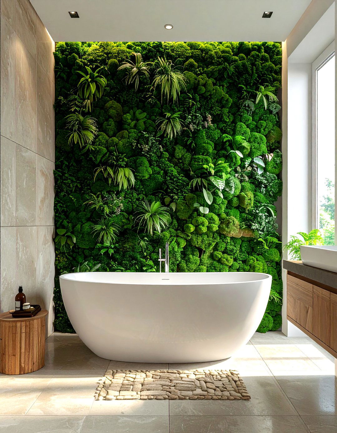 Vertical moss wall bathroom - 30 garden-inspired decor ideas