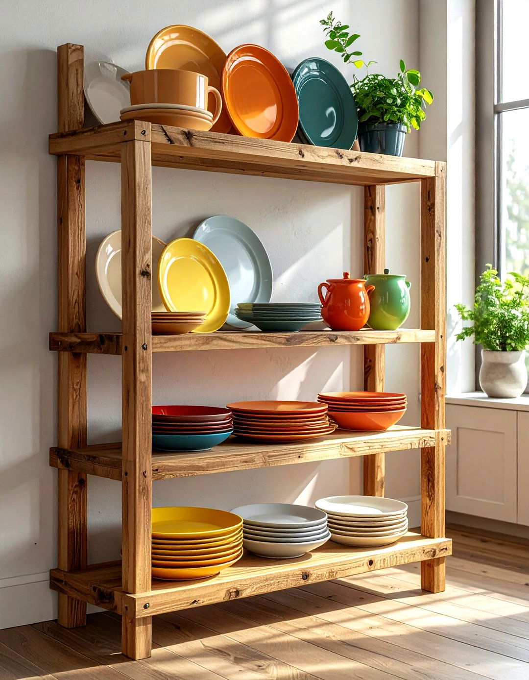Vertical plate rack - 30 DIY kitchen cabinet ideas