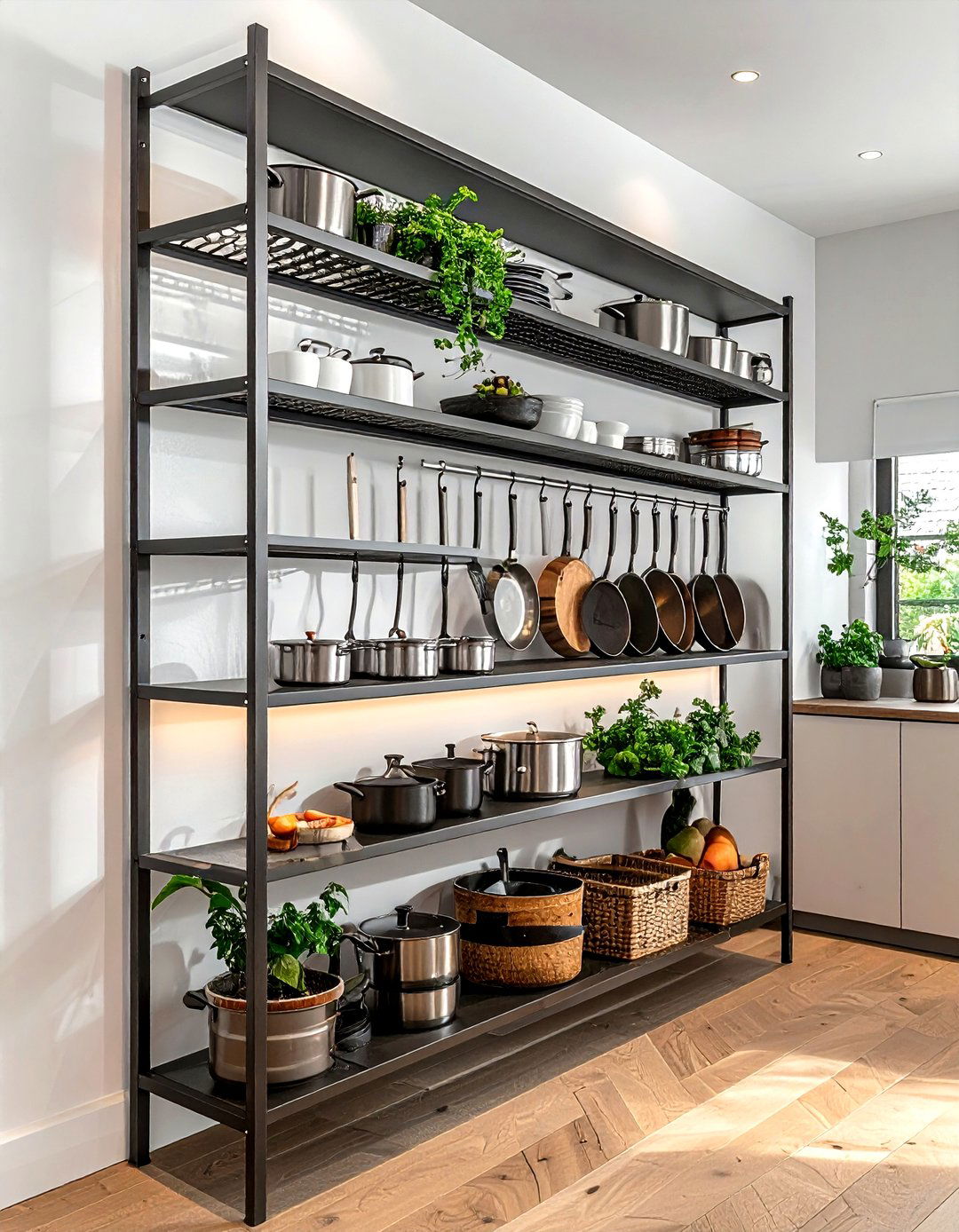 Vertical pot rack - 30 kitchen pot rack ideas