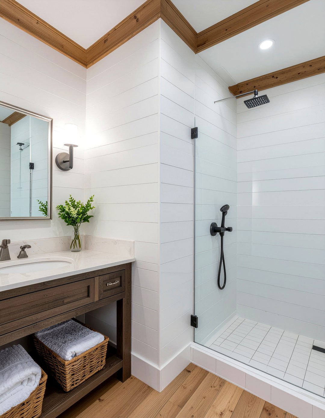 Vertical shiplap half wall - 30 bathroom half wall ideas