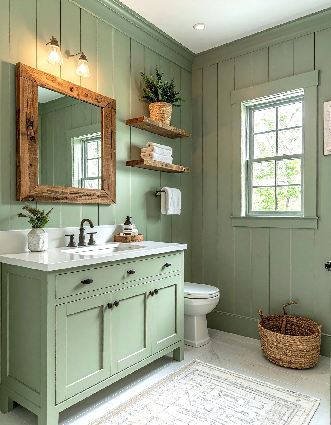 Vertical shiplap walls - 30 small powder room ideas