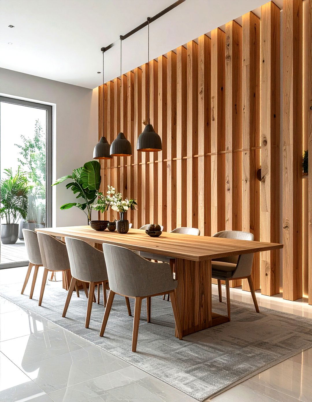 Vertical slat shelving - 30 dining room wall shelving ideas